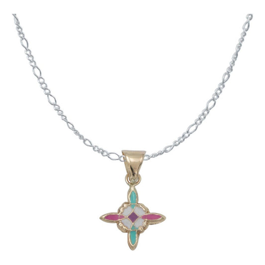 Dije Mini Nudo De Bruja Esmaltado Oro 10k + Cadena Plata 925 Pastel