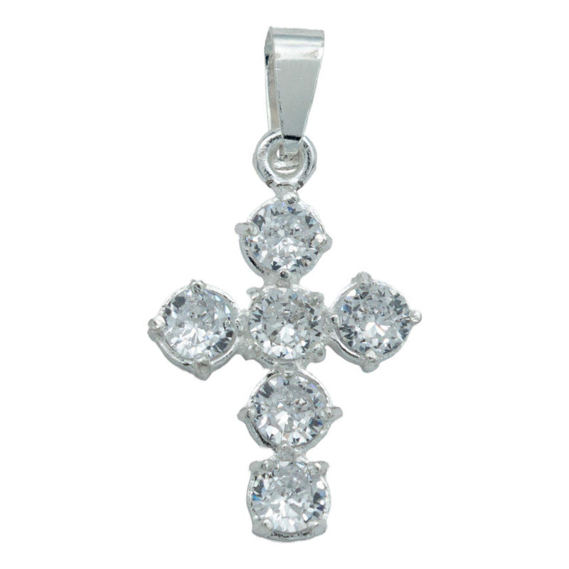 Dije Cruz Catolica De Zirconias Mediano Mujer Plata 925