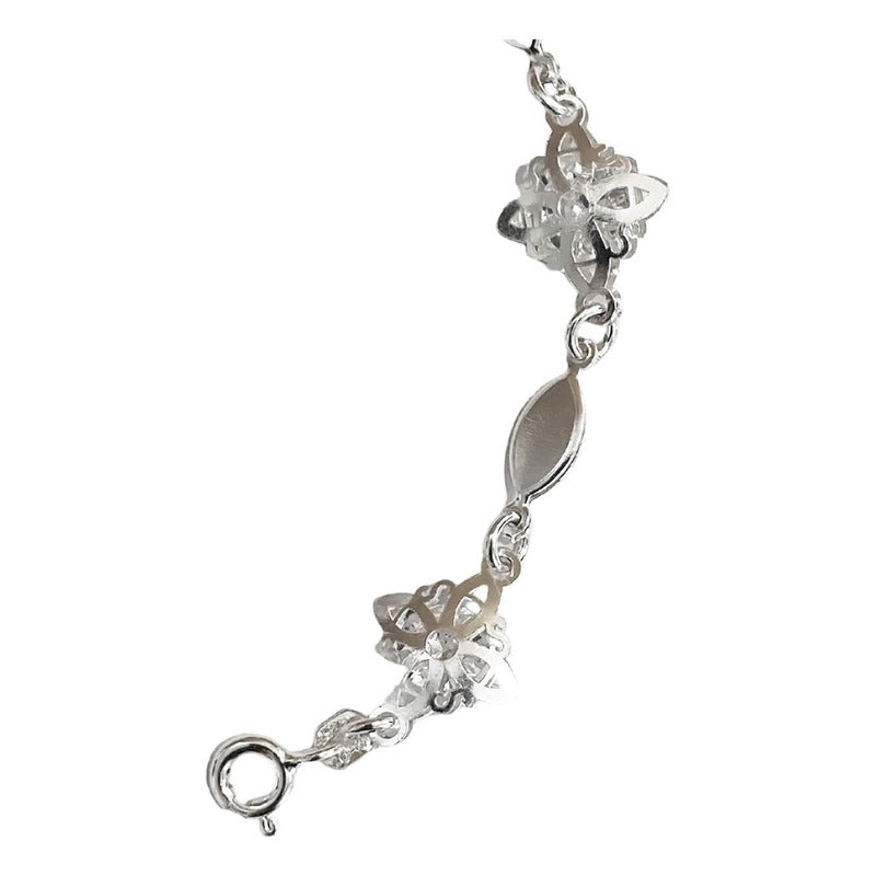 Pulsera Ajustable Nudo De Bruja Zirconia Centro Plata 925