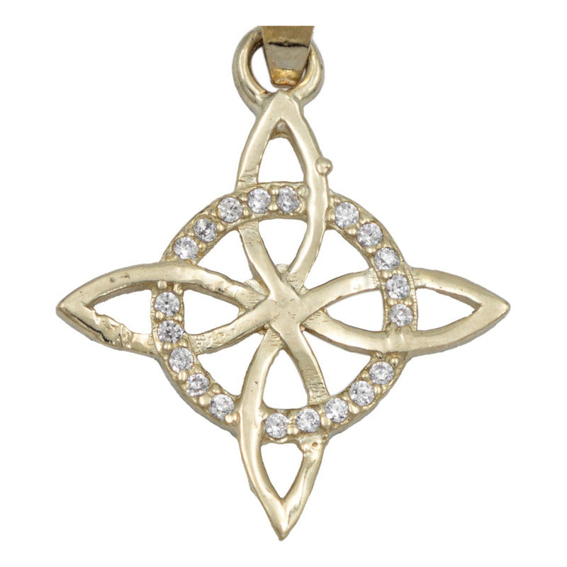 Dije Nudo Bruja Celta Zirconias Regalo Mujer Oro 10k 2.7 Cm