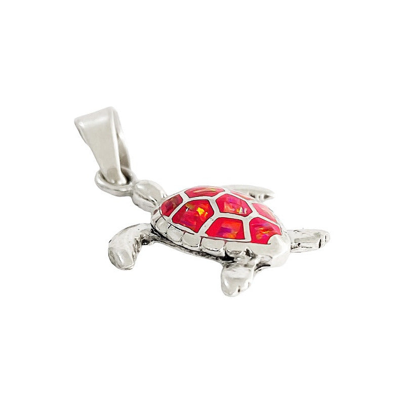 Dije Tortuga Con Piedra Natural Tallada De Plata Solida 925