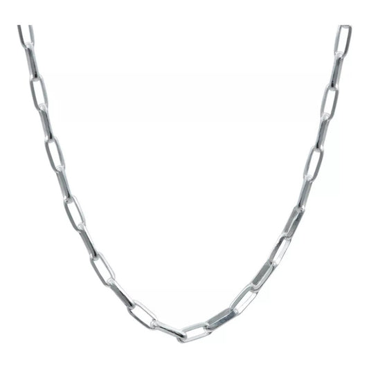 Cadena Corta Eslabón Grande Lisa Mujer Plata Italy .925 50cm Plateado