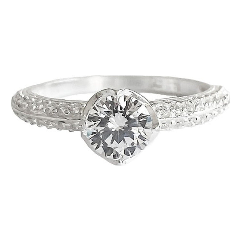 Anillo Compromiso Promesa Boda Corona Deslumbrante Plata 925