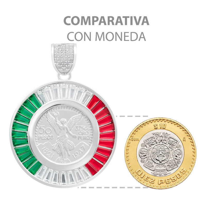 Dije Medalla Angel Centenario Bisel Zirconias Plata 925 Tricolor