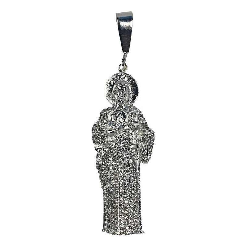 Dije Medalla San Judas Tadeo Mediano Zirconias Plata Ley 925