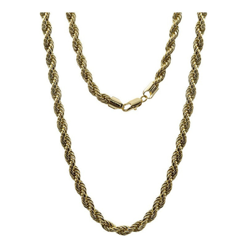 Cadena Torsal Hombre Chapa De Oro 14k Calidad Premium 5 Mm