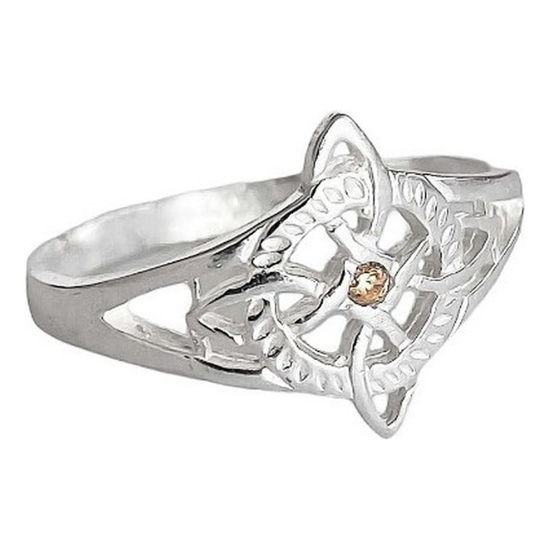 Anillo Nudo De Bruja Con Zirconia De Color Plata Solida 925