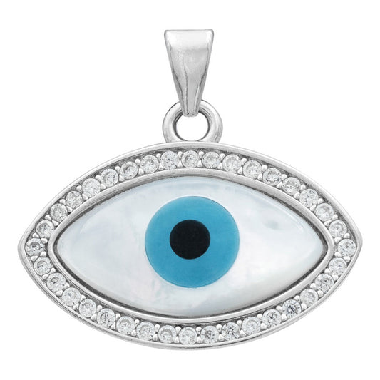Dije Ojo Turco Realista Zirconias Amuleto Suerte Plata 925 Plateado