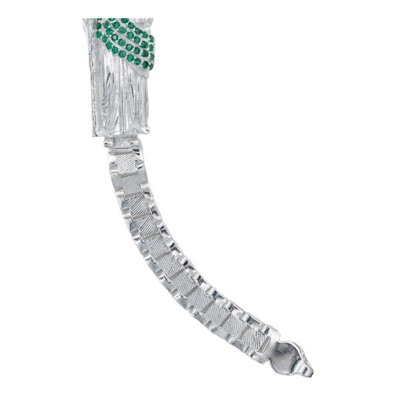 Pulsera Rolo Grande San Judas Zirconias Hombre Plata 925