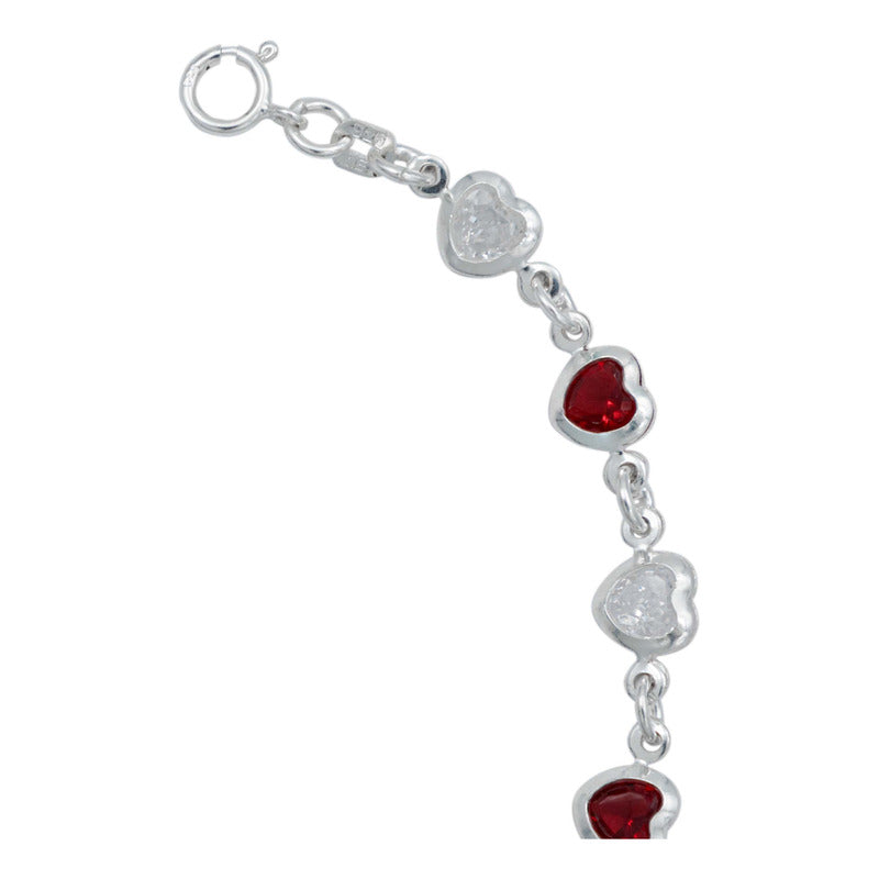 Pulsera Corazones Zirconias Amor Mujer Regalo Plata 925