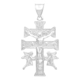 Dije Cruz Caravaca Troquelada Cristo Angeles Plata 925 4.5cm Plateado
