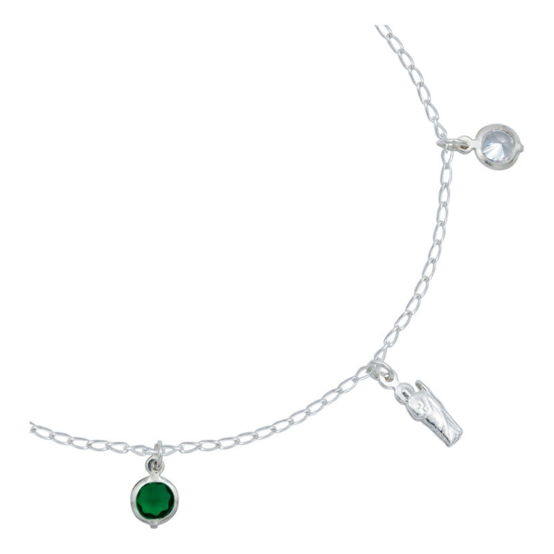 Pulsera San Judas Tadeo Colgante Zirconias Plata 925