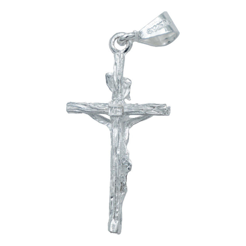 Dije Cruz Jesucristo Inri Liso Divino Rostro Plata 925