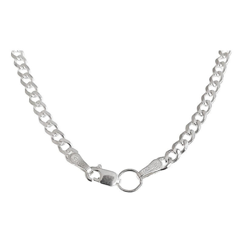 Cadena Cubana Gruesa Plata S925 Hombre Barbado 55cm X 4mm