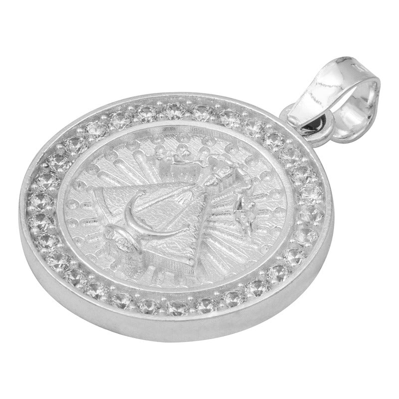 Dije Medalla Virgen Zapopan Zirconias Mujer Hombre Plata 925