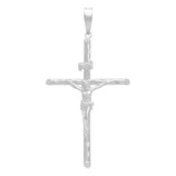 Dije Cruz Tubular Diamantado Ajedrez Cristo Plata 925 7 Cm Plateado