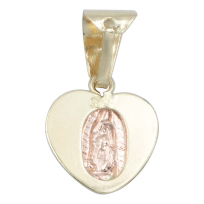 Dije Virgen Guadalupe Corazón Diaman Oro 10k + Cadena Regalo