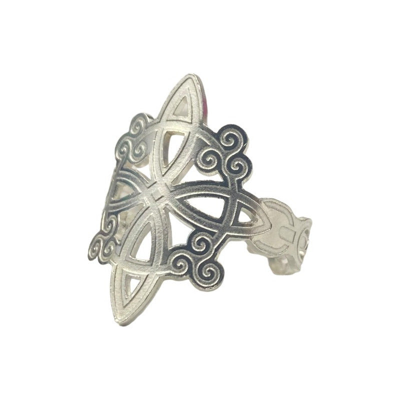 Anillo Ajustable Nudo De Bruja A Laser Plata Solida 925