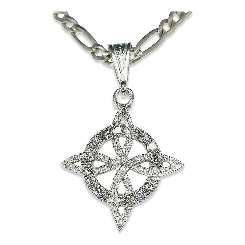 Dije Nudo De Bruja Con Zirconias Grande En Plata Solida 925 Blancas