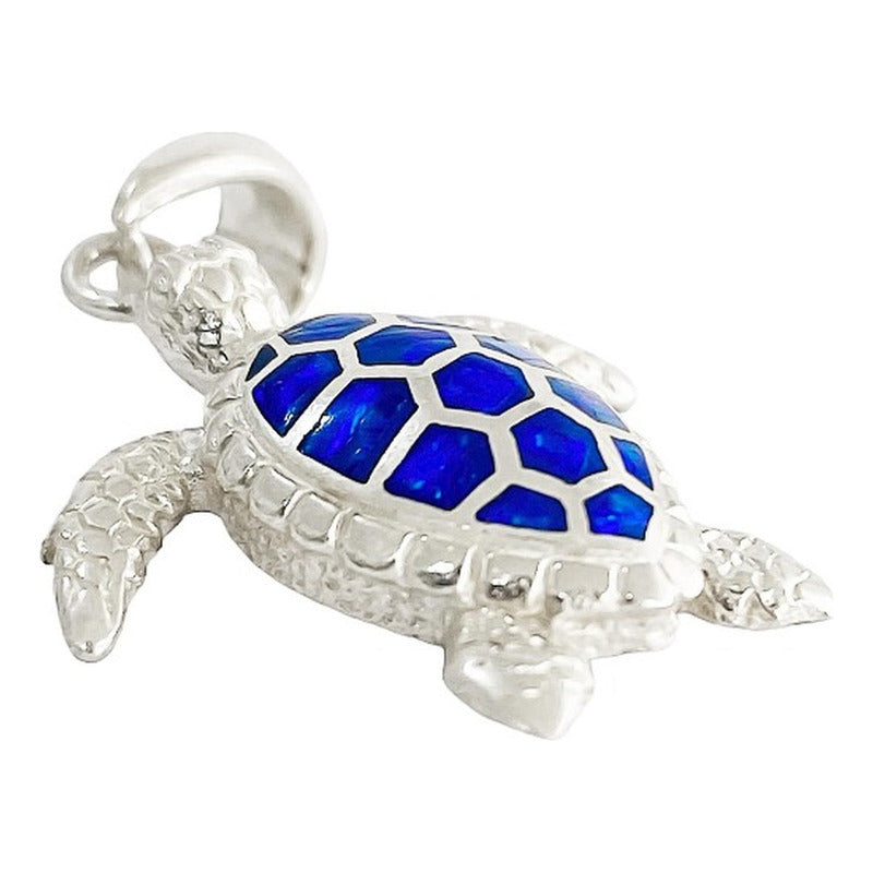 Dije Tortuga Con Piedra Natural Tallada De Plata Solida 925