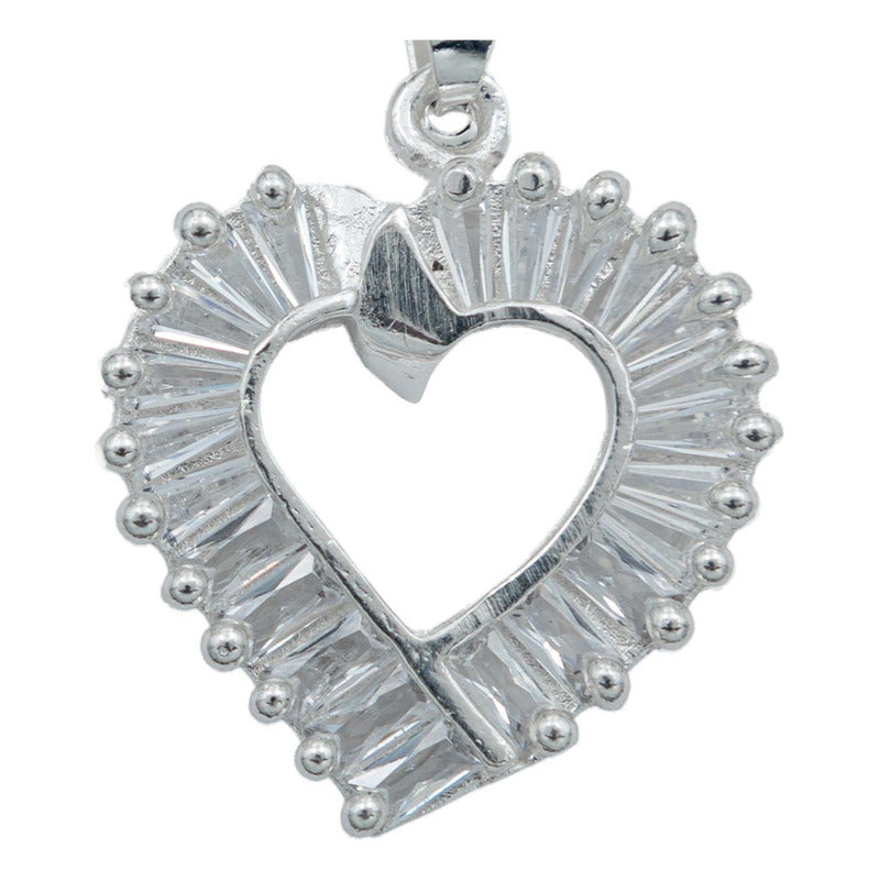 Collar Corazón Chico Zirconia Baguette Amor Regalo Plata925