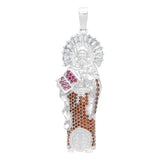 Dije Medalla San Benito Grande Protección Zirconia Plata 925 Café