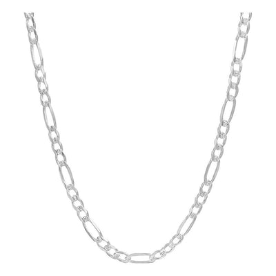 Cadena Figaro 3x1 Diamantada Hombre Plata 925 65 Cm X 7 Mm Plateado