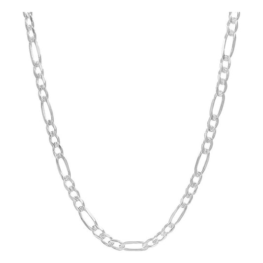 Cadena Figaro 3x1 Diamantada Hombre Plata 925 65 Cm X 7 Mm Plateado