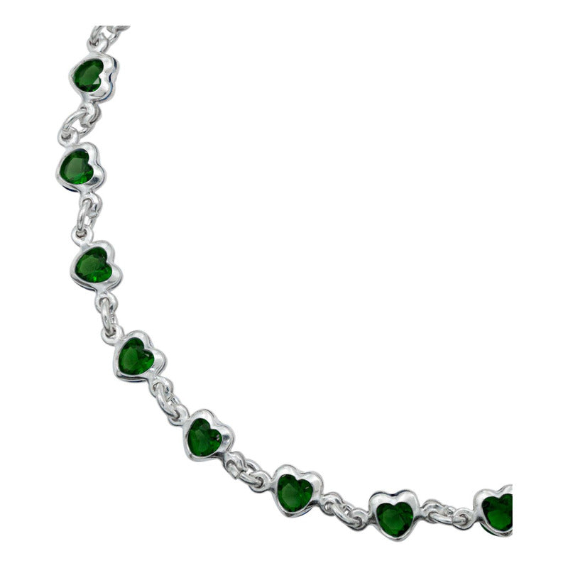 Pulsera Corazones Zirconias Amor Mujer Regalo Plata 925