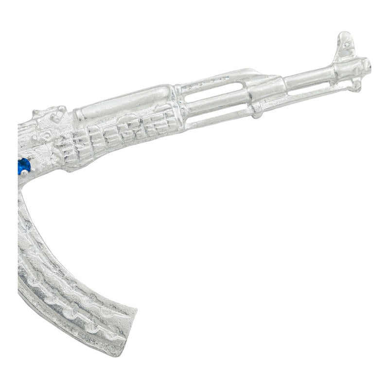 Dije Doble Vista Rifle Ak47 Sin Culata Zirconias Plata 925