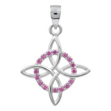 Dije Nudo De Bruja Celta Con Zirconias En Plata Solida 925 Rosa Alto/ancho 3.3 Cm X 2.3 Cm