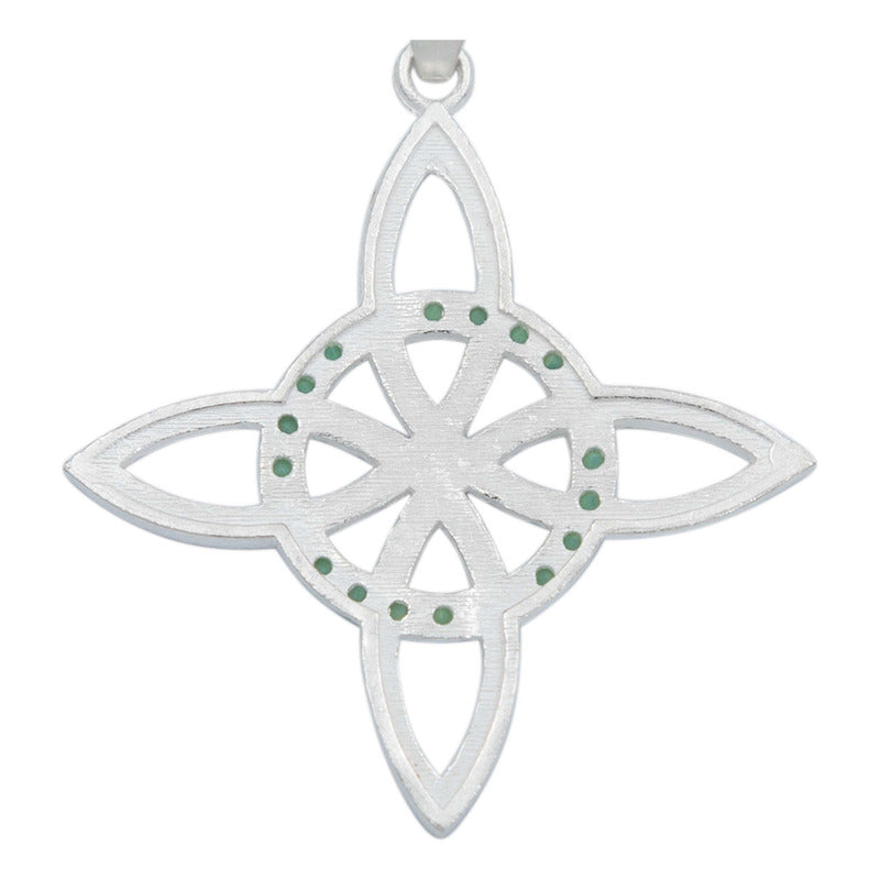 Collar Nudo De Bruja Celta Plano Zirconias Plata Ley S925