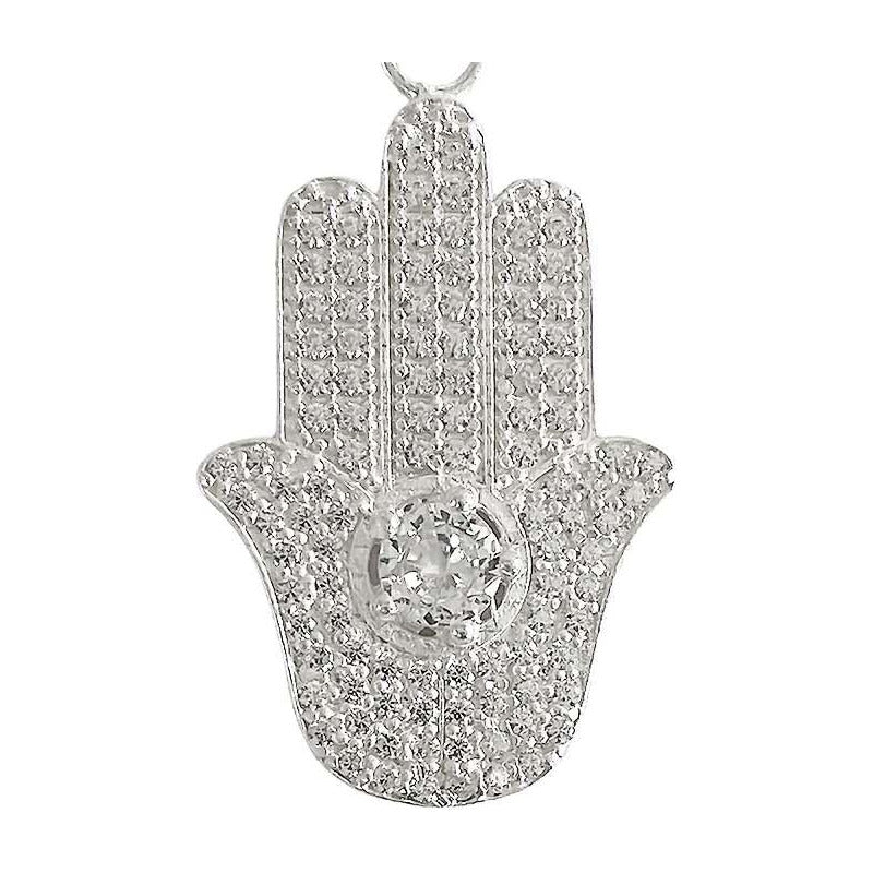 Dije Mano De Fatima Grande Ojo Zirconias Plata Ley 925