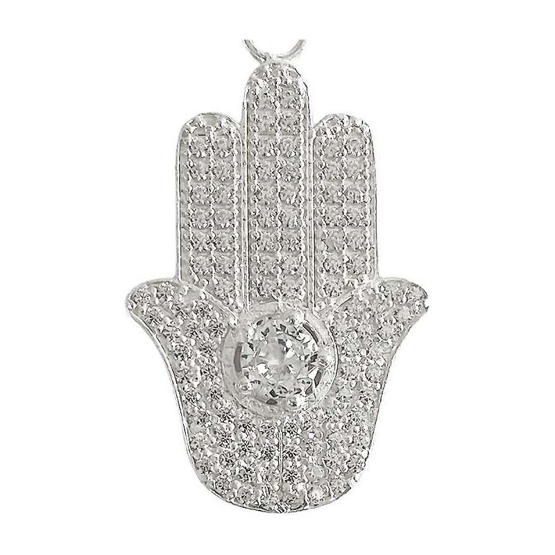Dije Mano De Fatima Grande Ojo Zirconias Plata Ley 925