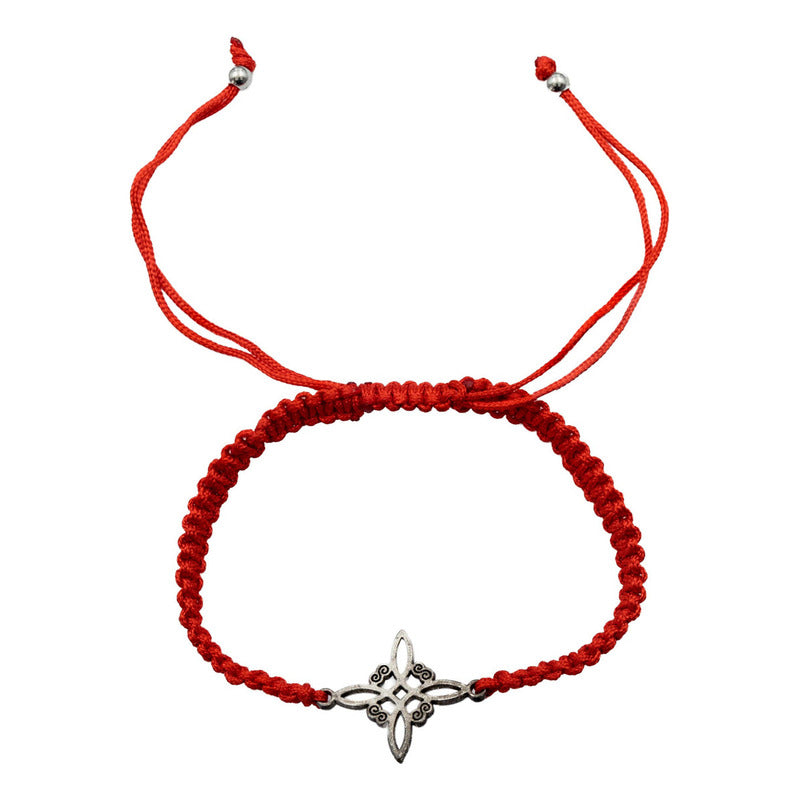Pack 2 Piezas Pulseras Nudo De Bruja Artesanal Tejido Hilo Rojo 1 Cm 1 Cm