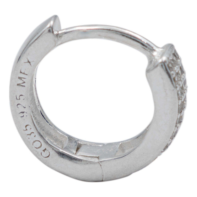 Arracadas Huggies Medianas 30 Zirconias Mujer Plata 925