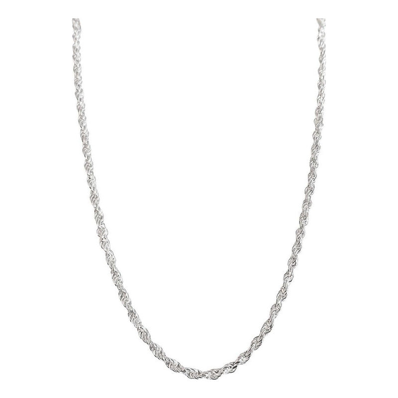 Collar Cadena Tejido Torzal Plata Fina Ley 925 55 Cm X 2 Mm