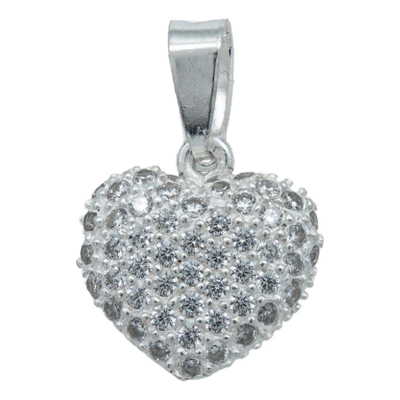 Collar Corazón Chico Bulto Amor Regalo Mujer Plata 925