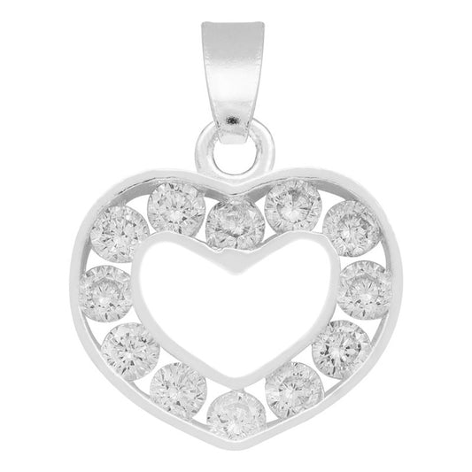 Dije Corazón Zirconia Mujer Amor Regalo Mamá Plata 925 1.7cm Plateado