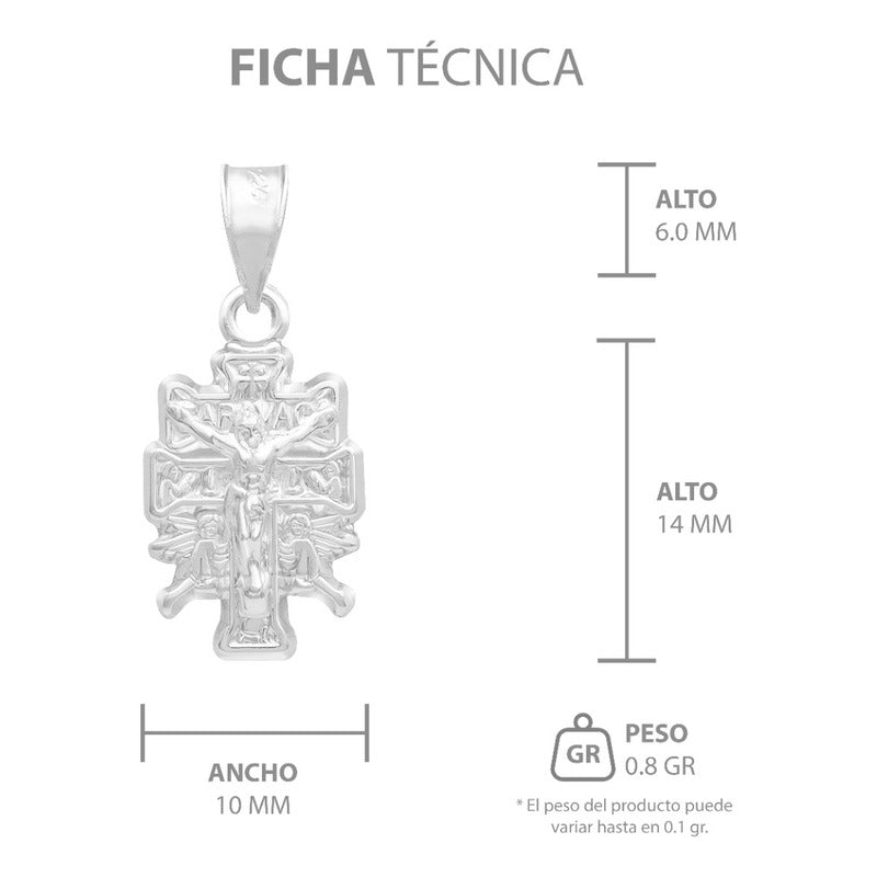 Dije Cruz Caravaca Troquelada Cristo Angeles Plata 925 2 Cm Plateado