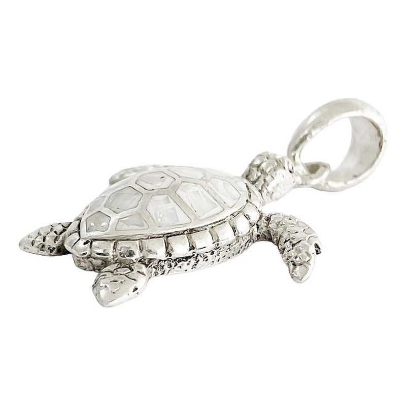 Dije Tortuga Con Piedra Natural Tallada De Plata Solida 925