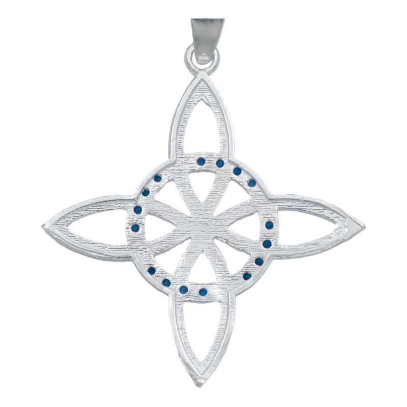 Collar Nudo De Bruja Celta Plano Zirconias Plata Ley S925