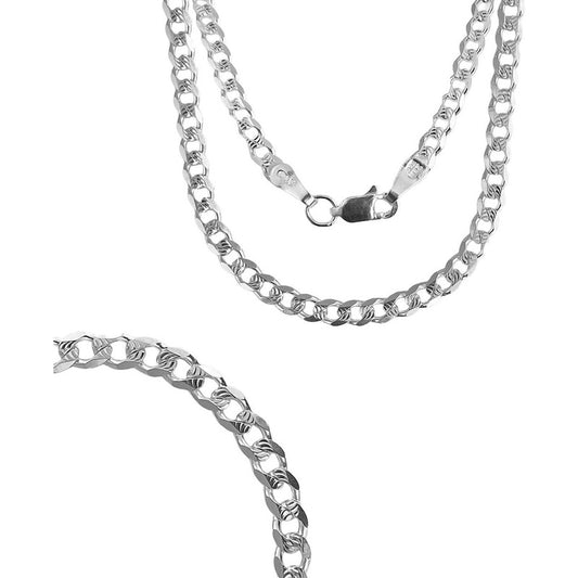 Cadena Cubana Gruesa Diamantada Plata 925 Hombre 70cm X 5mm 52053