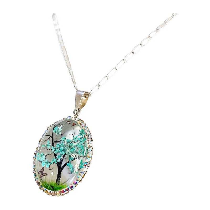 Juego Kit Arbol De La Vida Natural Encapsulado Plata 925