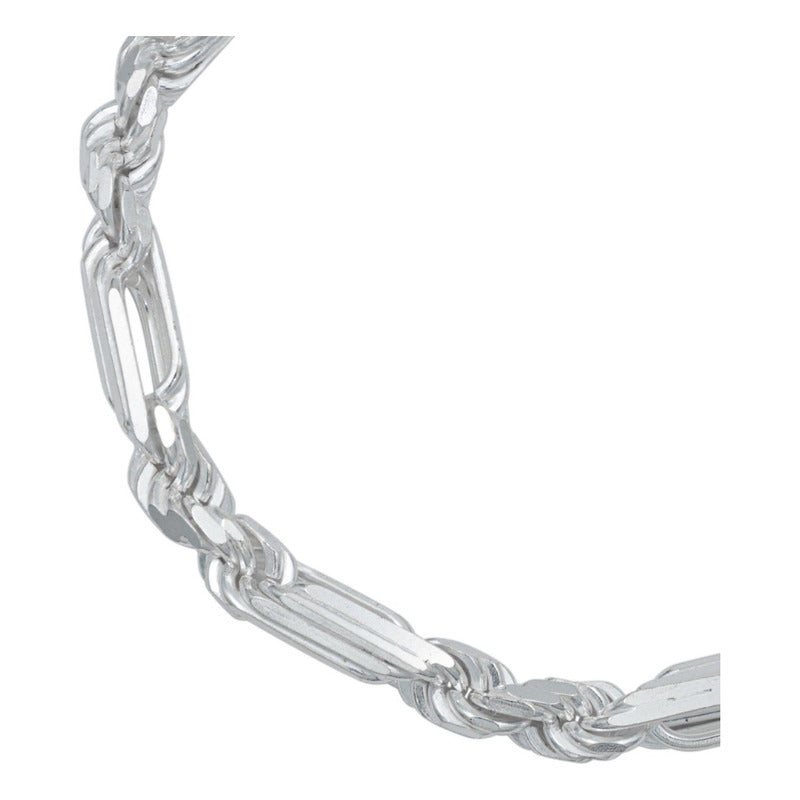 Pulsera Gruesa Torsal Figaro Hombre Plata Italy 925 6 Mm