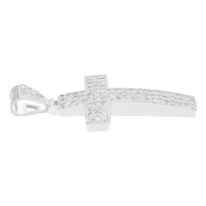 Dije Cruz Grande Zirconias Hombre Regalo Plata 925 5.7 Cm Blanco