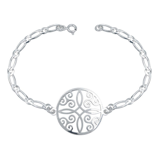 Pulsera Con Medalla Nudo De Bruja Figaro 1x1 Plata 925 4 Mm Plateado 6 Cm 18 Cm