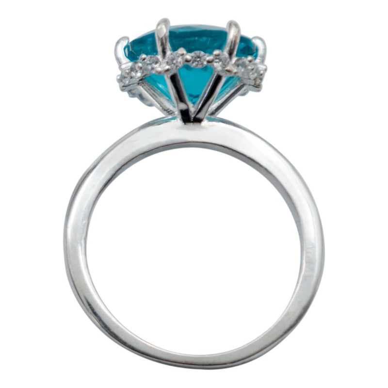 Anillo Promesa Amor Plata Obsidiana Paraiba Certificado 2 Ct