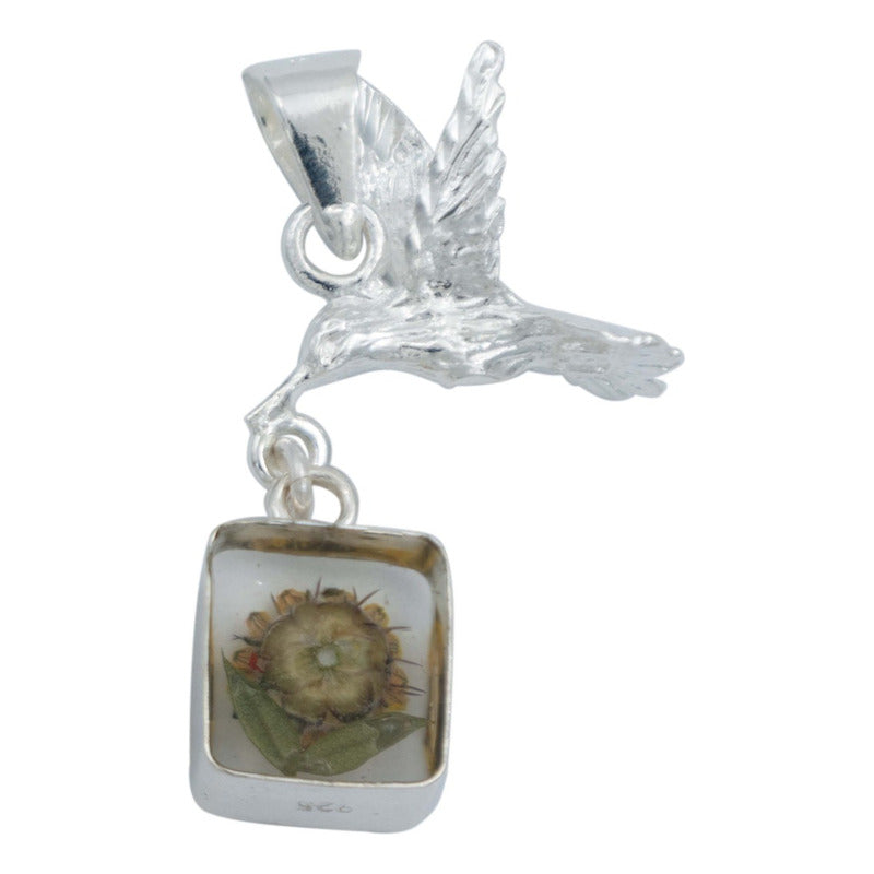 Collar Colibri Girasol Encapsulado Amor Regalo Plata 925