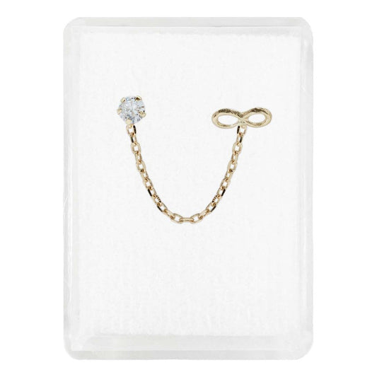 Arete Broquel Infinito Zirconia Cadena Mujer Regalo Oro 10k Alto/ancho 2 Mm X 6 Mm